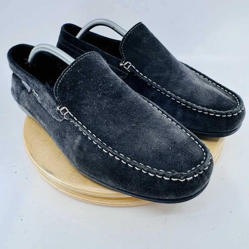 Mephisto Cool-Air Loafers Mens 9.5 Charcoal  Suede Moc Toe Comfort Driving Shoes